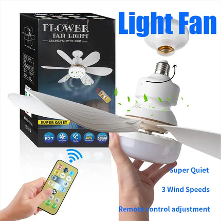 Light Led Fan Ceiling Led 30w Ceiling Fan E27 With Remote Control For Dimming, Suitable for Living Room, Study, Household Use