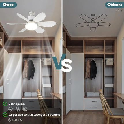 Light Led Fan Ceiling Led 30w Ceiling Fan E27 With Remote Control For Dimming, Suitable for Living Room, Study, Household Use